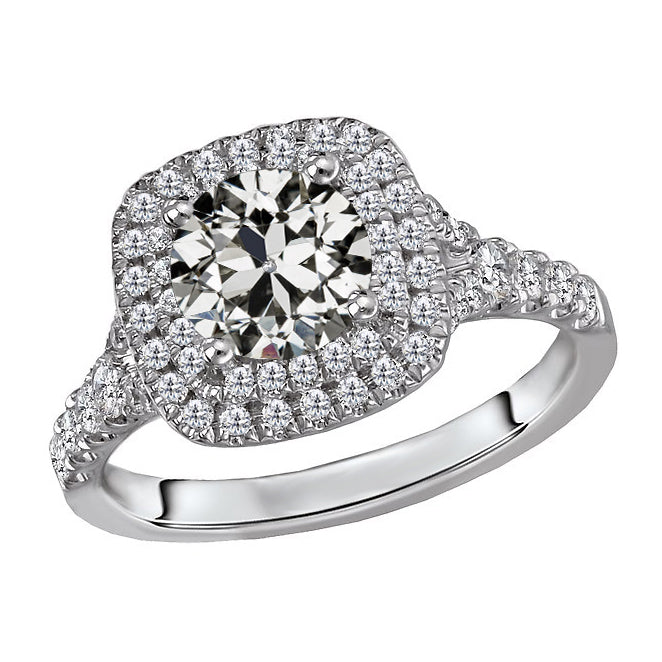 De luxe Brillant Bague de Fiançailles Halo 1,50 carats – vue principale