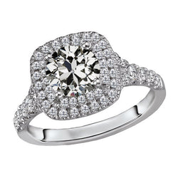 Brillant Bague de Fiançailles Halo de luxe – 1,50 carats Or