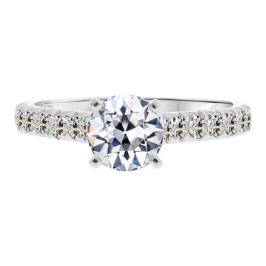 Coussin Antique Diamant Fin bague en Or Blanc 14 Carats – vue principale