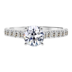 Or Blanc 14 Carats Diamant Fin Bague Solitaire avec Accents