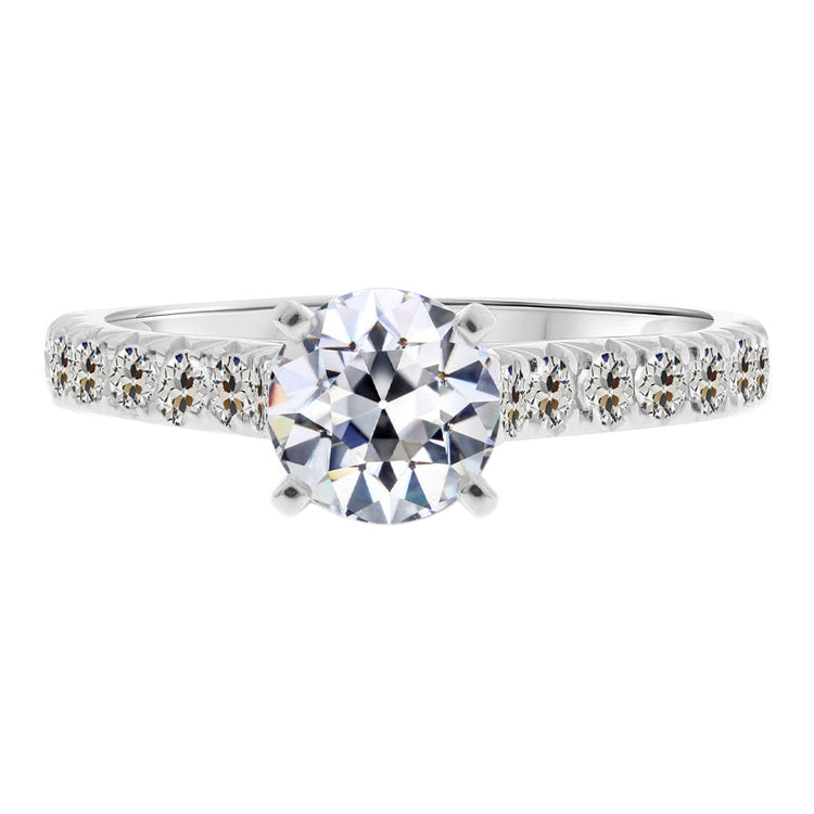 Coussin Antique Diamant Fin bague en Or Blanc 14 Carats – vue principale