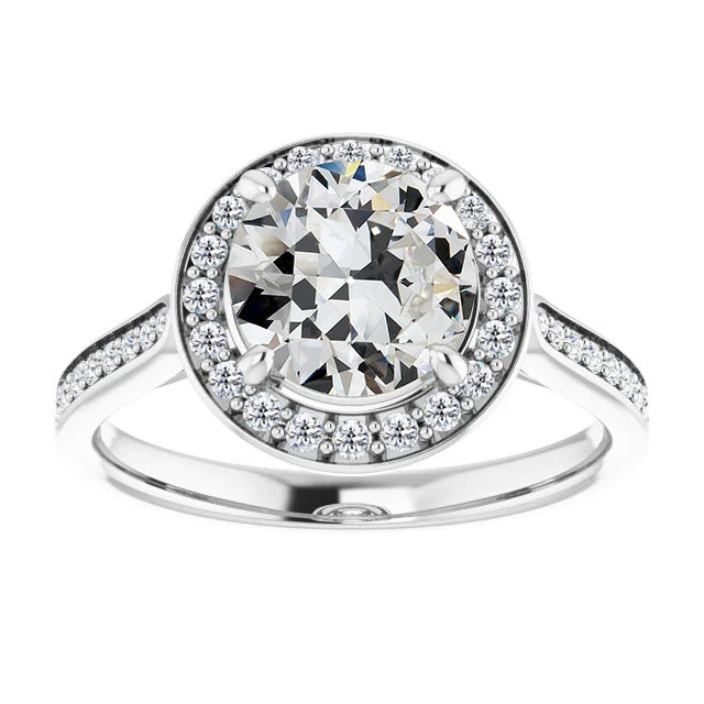 Diamant Fin Bague Solitaire avec Accents – vue principale