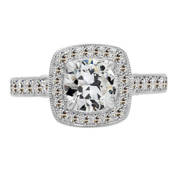 Brillant Bague Sertie Halo – Or Blanc 14 Carats 3 carats