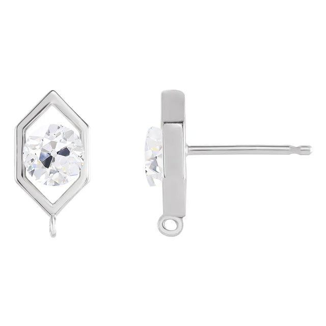 Coussin Antique Diamant bague en Or Blanc 14 Carats – vue de face