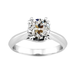 Bague Mono-Pierre Or 14K Blanc – Diamant Coussin Antique 2 carats