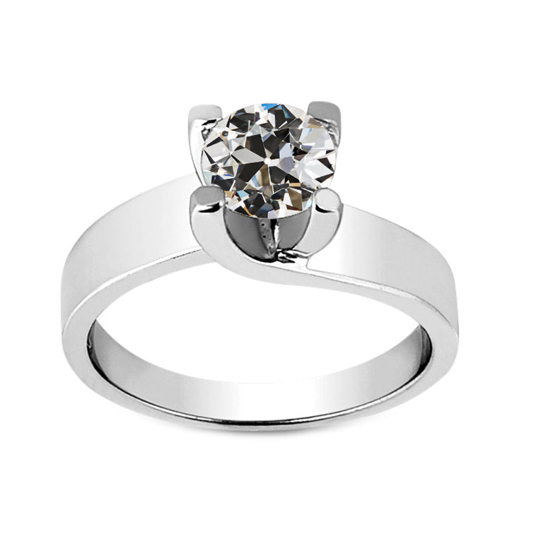 Coussin Antique Diamant bague en Or Blanc 14 Carats – vue principale