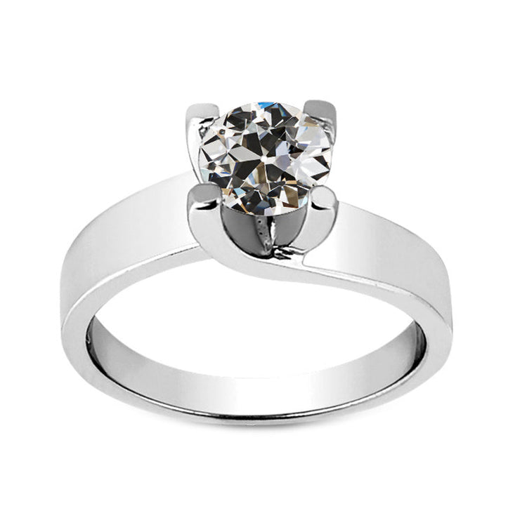 Coussin Antique Diamant bague en Or Blanc 14 Carats – vue principale
