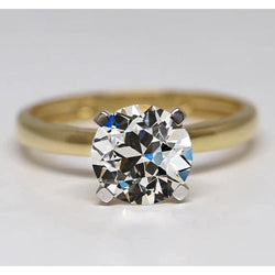 Diamant Bague Solitaire de luxe – 2 carats Or Deux Tons 14 Carats