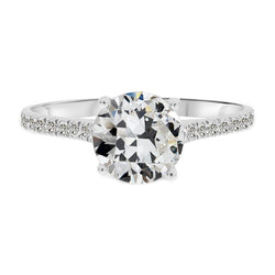 Diamant Fin Bague Solitaire avec Accents – Or Blanc 14 Carats