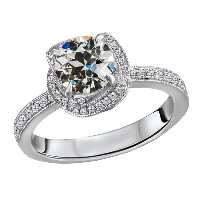 Luxueux Diamant Fin Bague Solitaire avec Accents 3 carats – vue principale
