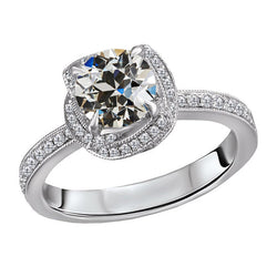3 carats Diamant Fin Bague Solitaire avec Accents en Or 14K Blanc