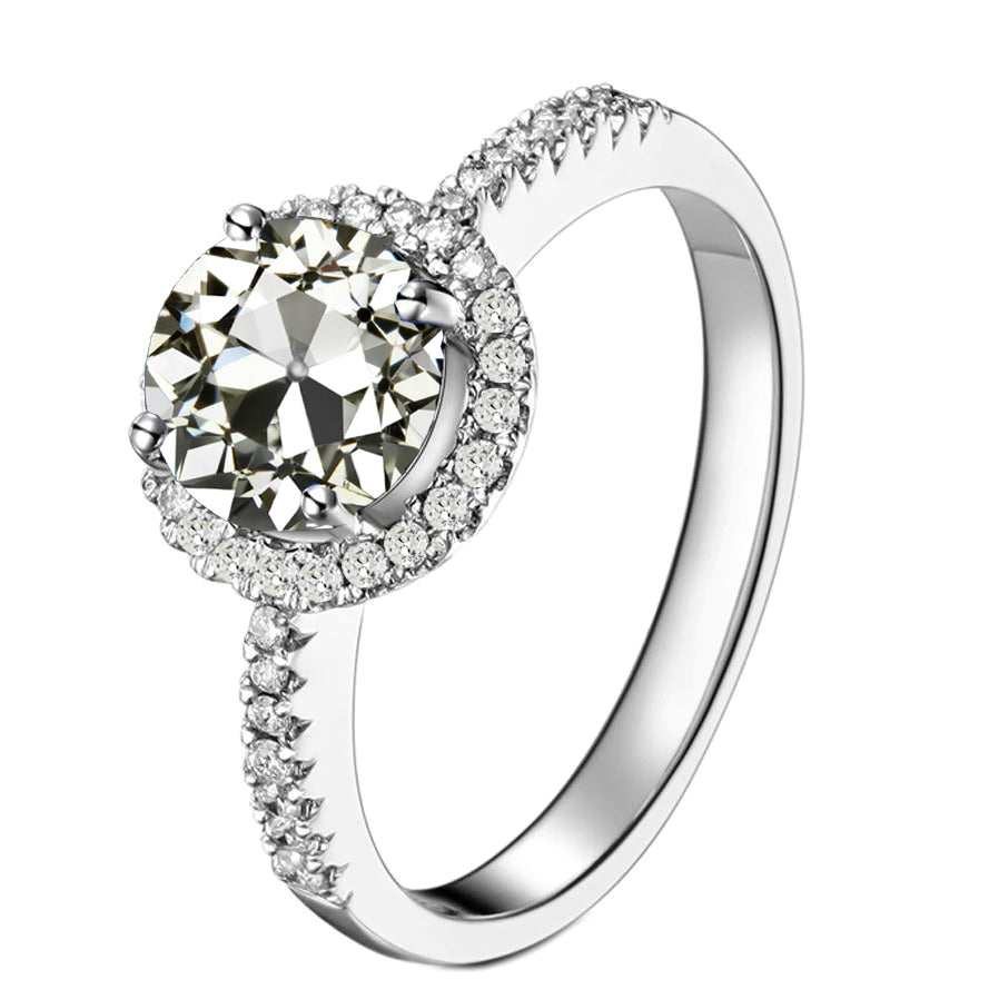 Bague Sertie Halo Or 14K Blanc avec Diamant – vue principale