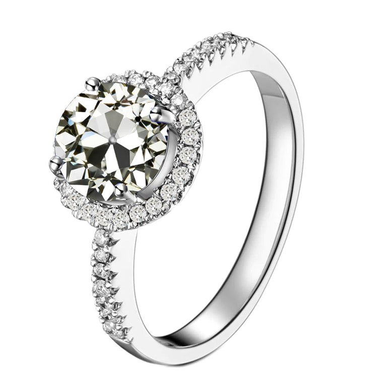 Bague Sertie Halo Or 14K Blanc avec Diamant – vue principale