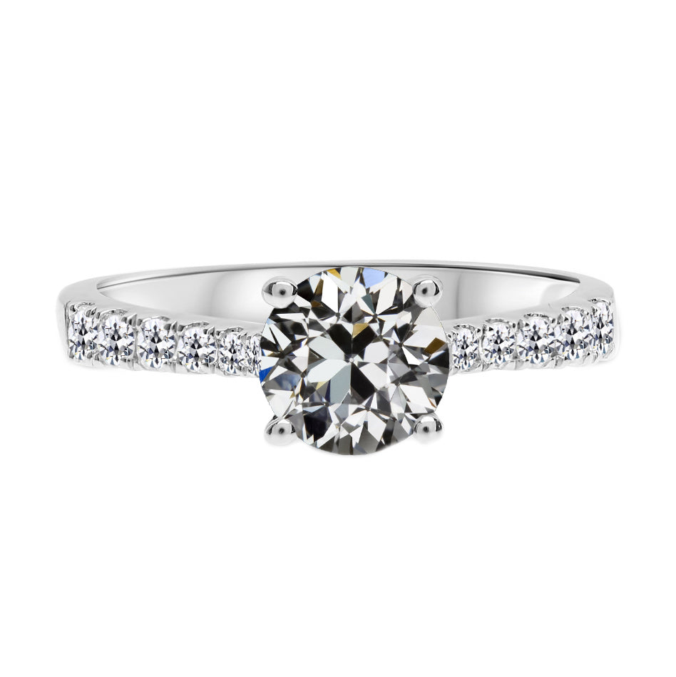Coussin Antique Brillant bague en Or Blanc 14 Carats – vue principale