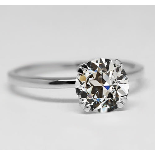 Taille Old Mine Diamant bague en Or Blanc 14 Carats – vue principale