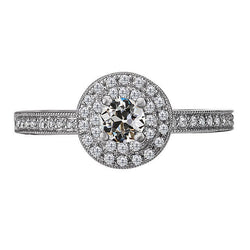 Brillant Bague Sertie Halo avec Diamant Alliance Anniversaire