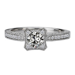 Taille Européenne Ancienne Brillant Bague Solitaire avec Accents