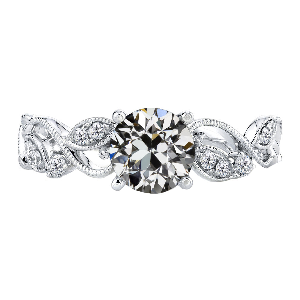 Coussin Antique Diamant bague en Or Blanc 14 Carats – vue principale