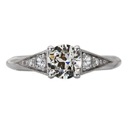 Taille Old Mine Diamant Bague Nuptiale en Or Blanc 14 Carats – 2