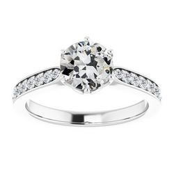 Intemporel Taille Old Mine Diamant Solitaire avec Pierres