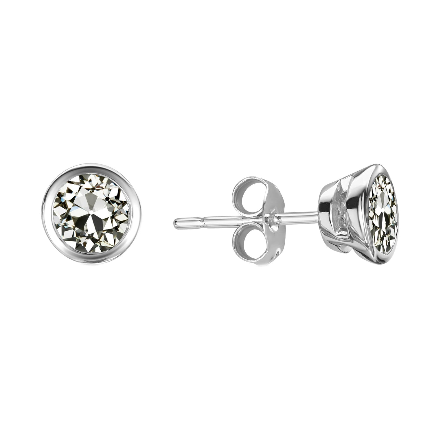 Coussin Antique Diamant bague en Or 14K Blanc – vue principale