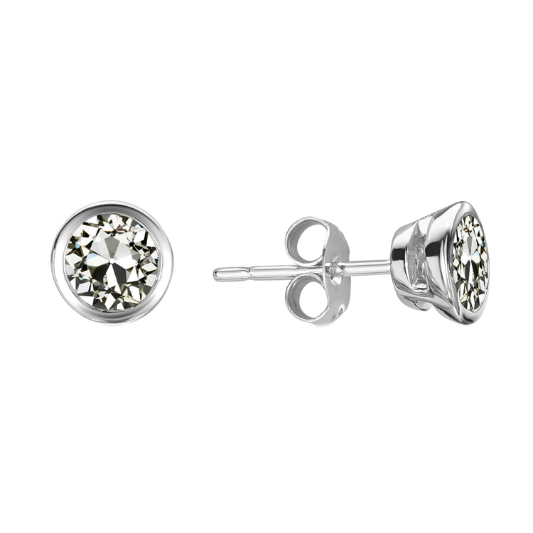 Coussin Antique Diamant bague en Or 14K Blanc – vue principale