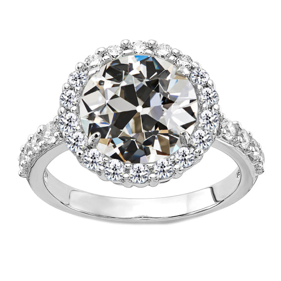 Diamant Fin Bague de Fiançailles Halo 3-carats Or Blanc 14 Carats – vue principale