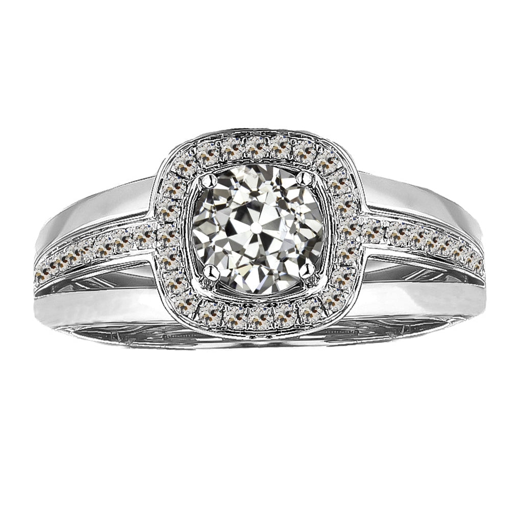 Diamant Fin Bague de Fiançailles Halo 2 carats Or 14K Blanc – vue principale