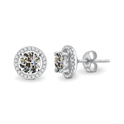 Or Blanc 14 Carats Coussin Antique Brillant Boucles d'Oreilles 1