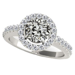 Brillant Taille Old Mine Bague de Fiançailles Halo – 3 carats en