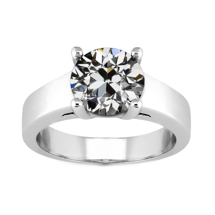 Diamant Coussin Antique Bague Mono-Pierre en Or Blanc 14 Carats – vue principale