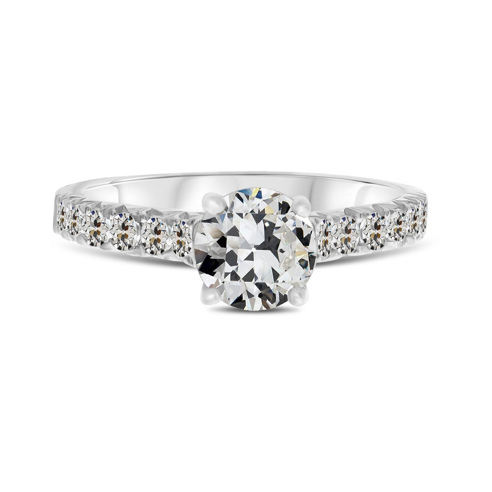 Coussin Antique Diamant Fin bague en Or Blanc 14 Carats – vue principale