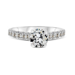 Luxueux Taille Old Mine Diamant Fin Bague Solitaire avec Accents