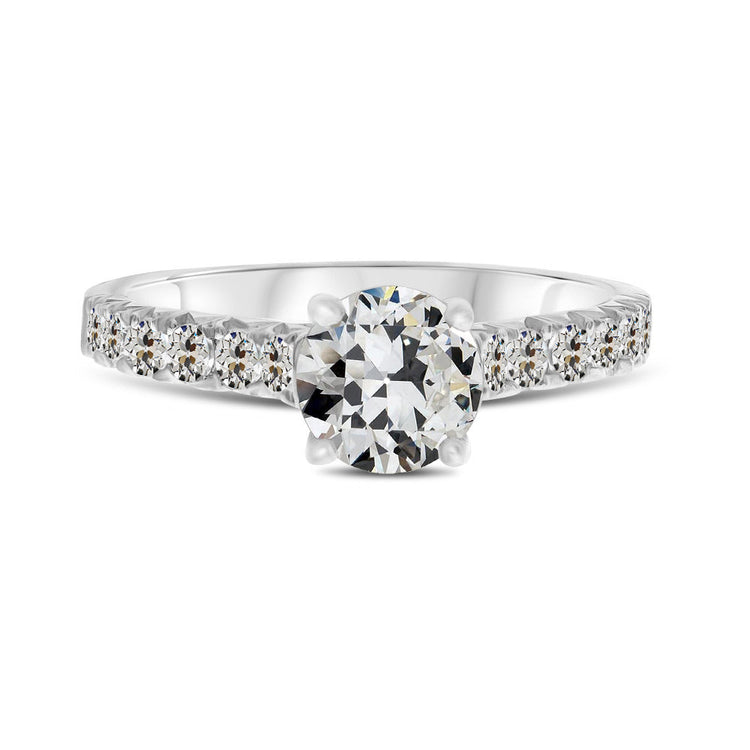 Coussin Antique Diamant Fin bague en Or Blanc 14 Carats – vue principale