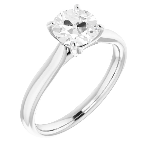 Brillant Coussin Antique Bague Solitaire en Or Blanc 14 Carats – vue principale