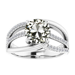 Taille Old Mine Brillant Solitaire avec Pierres Latérales 2