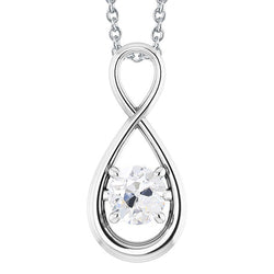 Coussin Antique Brillant Pendentif Goutte en Or Blanc 14 Carats