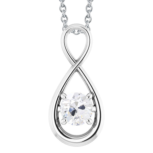 Brillant Coussin Antique Pendentif Goutte en Or Blanc 14 Carats – vue principale
