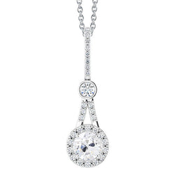 Collier Pendentif Or Blanc 14 Carats – Brillant Taille Old Mine