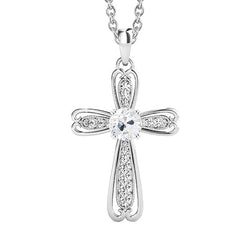 Diamant Croix Pendentif – 2 carats en Or Blanc 14 Carats