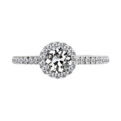1,50 carats Diamant Bague de Fiançailles Halo en Or Blanc 14