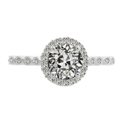 Diamant Bague Sertie Halo – Or Blanc 14 Carats 2,50 carats