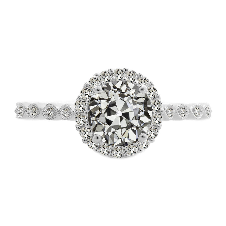 Coussin Antique Diamant bague en Or Blanc 14 Carats – vue principale