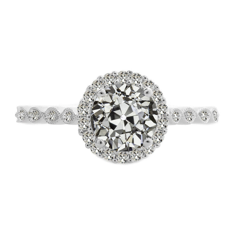Coussin Antique Diamant bague en Or Blanc 14 Carats – vue principale