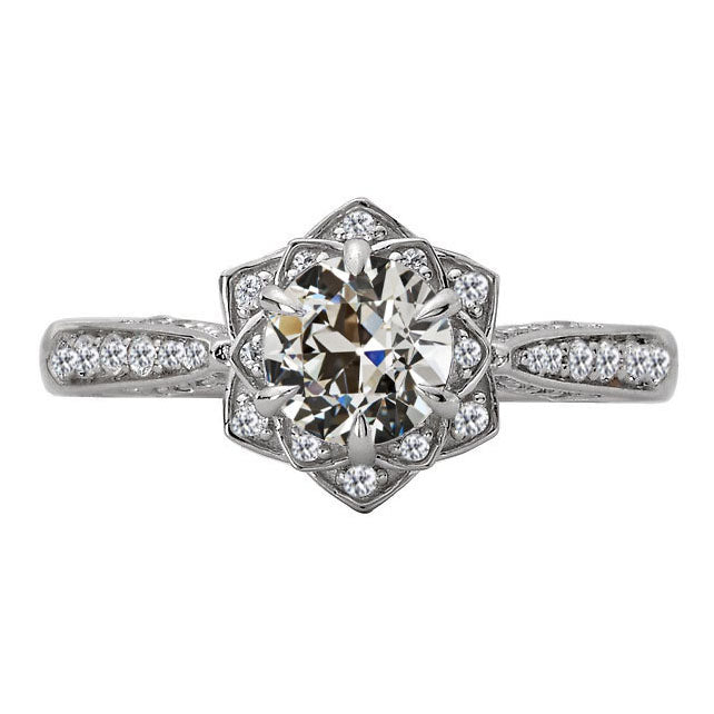 Diamant Fin Bague Halo 4-carats Or 14K Blanc – vue principale