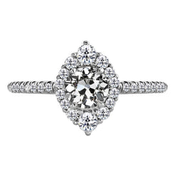 Or Blanc 14 Carats Diamant Bague Sertie Halo – 3,50-carats