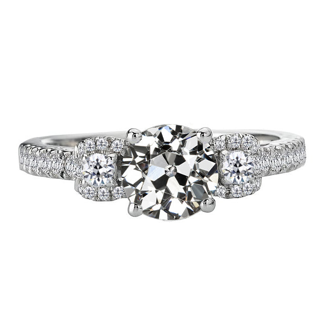 Taille Old Mine Brillant bague en Or 14K Blanc – vue principale