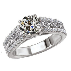 Diamant Vintage Bague de Demande 2 carats en Or Blanc 14 Carats