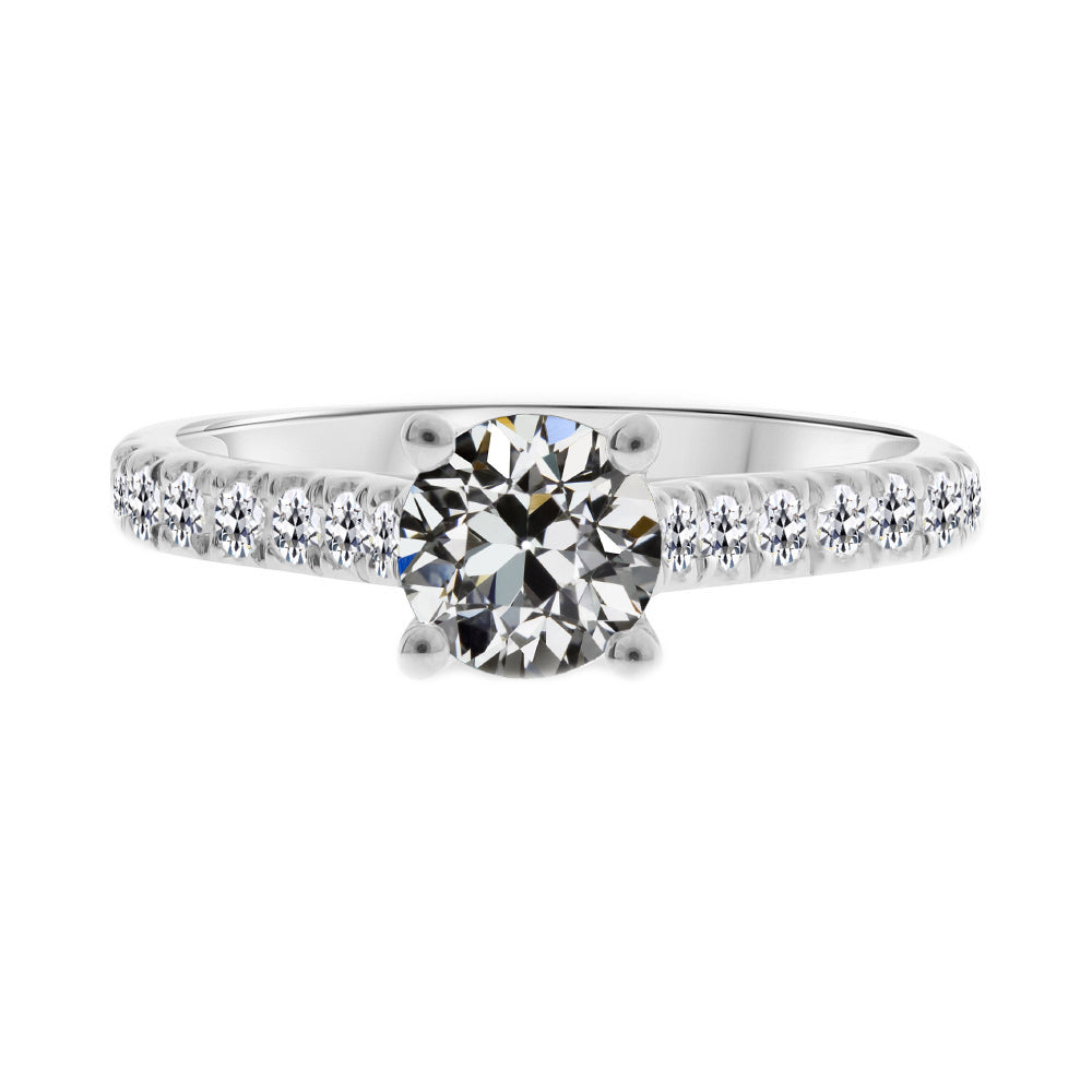 Bague Solitaire avec Accents Or 14K Blanc avec Diamant Fin – vue principale