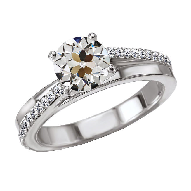 Haut de gamme Solitaire avec Pierres Latérales 3 carats – vue principale